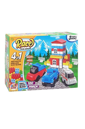 Ant011 Ant Blok Çılgın Araçlar Eğitici Eğlenceli Zeka Geliştirici Blok Seti 4 In 1 - 10