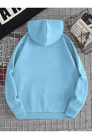 Unisex Siyah Düz Renk Kapüşonlu Sweatshirt