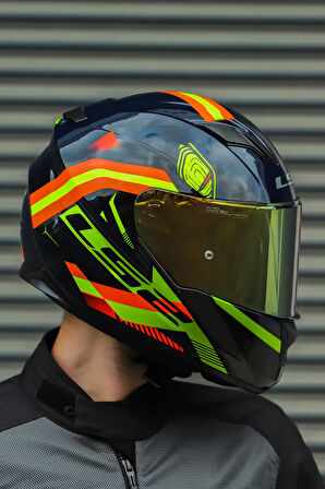 Stream Evo Reflex Mavi Turuncu Kask + Dahili Bluetooth Kulaklık