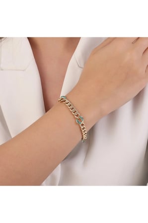 Altın Nazar Boncuklu Zincir Bileklik - 14K