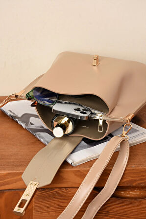 Kadın 3 Bölmeli Elden Tutmalı Omuzdan Asmalı Kaliteli Çanta