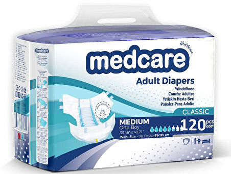 Medcare Belbantlı Classic Hasta Bezi 120 Adet Medium