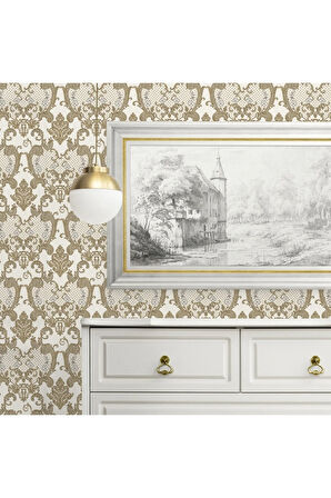 Dante 1411-5 Damask Desen Duvar Kağıdı (koyu Bej)