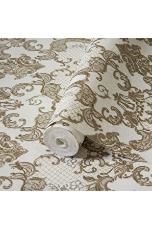 Dante 1411-5 Damask Desen Duvar Kağıdı (koyu Bej)
