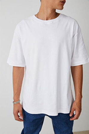 Siyah Basic Oversize Bisiklet Yaka Kısa Kollu T-shirt