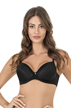 Kadın Siyah Diana Desteksiz Dolgusuz Balenli (Telli) Soft Cup Sütyen 9700