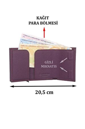 Taba Mekanizmalı Kartlık Unisex Mıknatıslı Kağıt Para Bölmeli