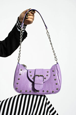 Bony ma zımbalı timsah desenli kol çantası