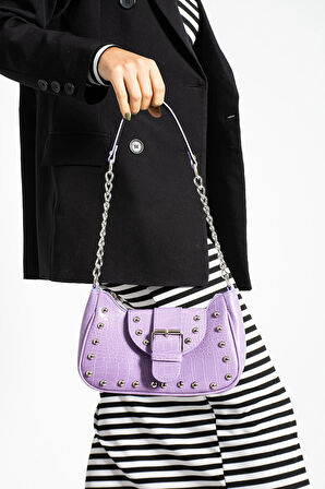 Bony ma zımbalı timsah desenli kol çantası