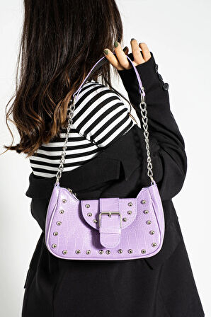 Bony ma zımbalı timsah desenli kol çantası