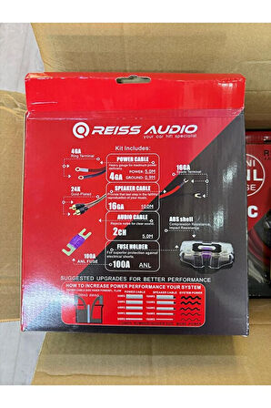 Reiss Audio RS-AWG47 4Ga OFC Profesyonel %100 Bakır Amfi Kablo Seti Yeni seri