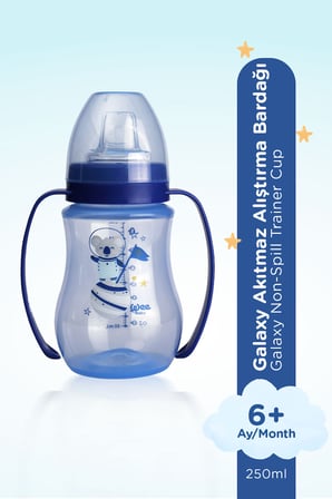 Galaxy Kulplu Alıştırma Bardağı Bebek Suluk 250 Ml 6+ Ay Mavi