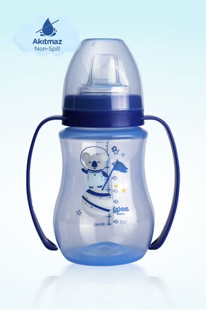 Galaxy Kulplu Alıştırma Bardağı Bebek Suluk 250 Ml 6+ Ay Mavi