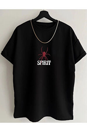 Oversize Rose Unisex Siyah T-shirt