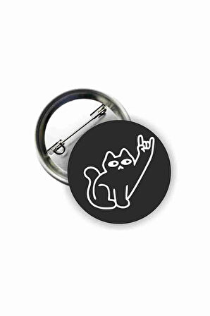 Rock Cat Y2K Grunge Style Buton Rozet