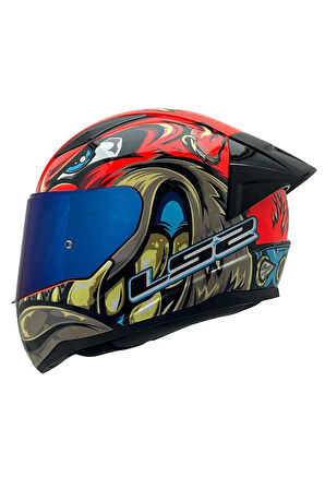 Rapıd 2 Spox Kırmızı Gri Kask Spoiler-şeffaf Cam Hediye