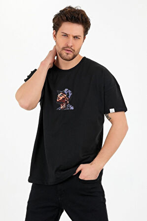 Oversize Panda Baskılı Beyaz Tshirt