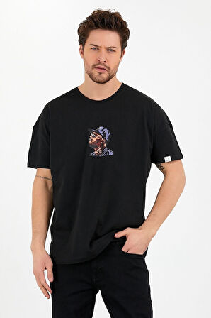 Oversize Panda Baskılı Beyaz Tshirt