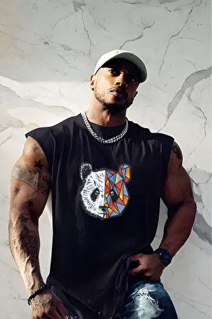 büyük beden panda  baskılı T-shirt