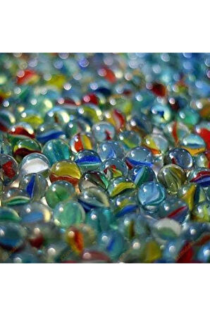 25 Adet Cam Misket -Bilye Rengarenk Özel Kırmızı Tül Kese İçinde Misket Oyuncak-Cam Misket Bilye