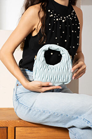 Kadın Büzgü Desenli Kol ve Omuz Çantası