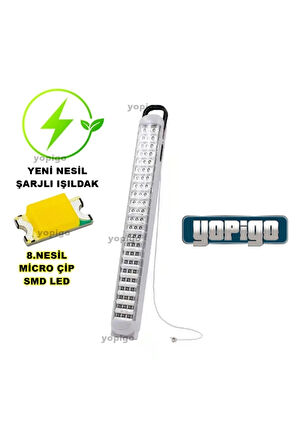 Beyaz YP 69 Led Şarjlı Otomatik Işıldak 2 Kademeli Ledli Acil Aydınlatma Kafa Çadır Kamp El Feneri