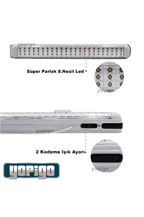 Beyaz YP 69 Led Şarjlı Otomatik Işıldak 2 Kademeli Ledli Acil Aydınlatma Kafa Çadır Kamp El Feneri