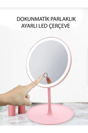 Dokunmatik Led Işıklı Usb Li Yuvarlak Masa Üstü Makyaj Aynası Makyaj Aynası Ledli