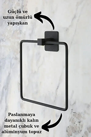 Kare Yapışkanlı Siyah Kare Havluluk