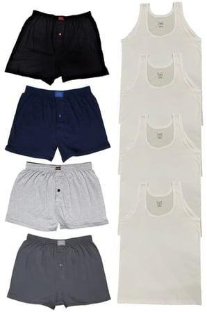 Erkek Sporcu Atlet-boxer Takım 8'li Paket 4 Atlet 4 Boxer Likralı Ribanalı