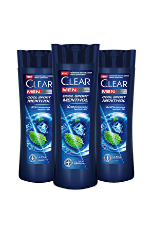 Clear Men Kepeğe Karşı Etkili Şampuan Cool Sport Menthol Ferahlatıcı Mentol Etkisi 350 ml x 3 Adet