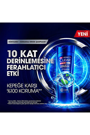 Clear Men Kepeğe Karşı Etkili Şampuan Cool Sport Menthol Ferahlatıcı Mentol Etkisi 350 ml x 3 Adet