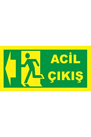 Fosforlu Fotolümen Levha Acil Çıkış Yönlendirme Sol Ok 12x24 cm