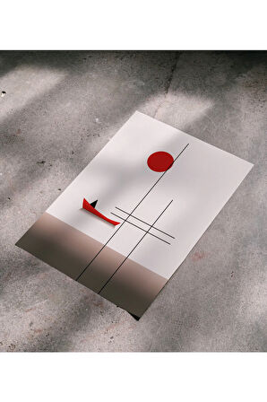 Çerçevesiz Poster - Dijital Baskı - Soyut Kırmızı Kayık