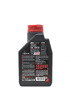 Motul 5100 Ester 15w50 Full Performans 4 Zamanlı Motosiklet Yağı 1 Litre