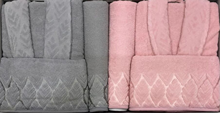 Fiesta Kısmi Kadife Jakarlı %100 Pamuklu Aile Bornoz Seti