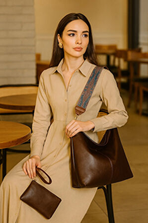 Lüks Salaş Omuz Çantası & Cüzdan Hediyeli – Kolon Askılı