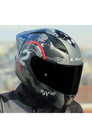 RAPID 2 RACE CIRCLE KAPALI MOTOSİKLET KASKI MAT SİYAH-KIRMIZI SİYAH CAM