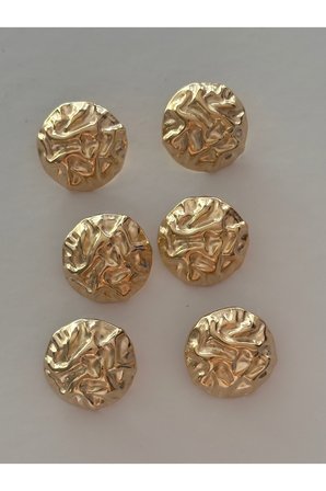 Üstü Buruşuk model light gold metal 6lı düğme seti