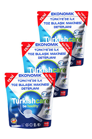 Ekonomik Hepsi Bir Arada Bulaşık Makinesi Tablet Deterjanı Toz 40x3 120 Yıkama