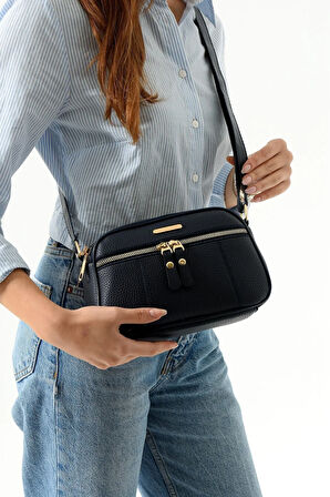 Kadın çapraz askılı 4 bölmeli omuz çantası