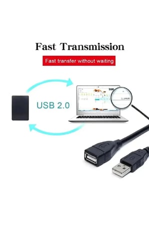 Yeni 2026 - 5 Metre Usb Uzatma Kablosu 2.0 Yüksek Hızlı Tak Çalıştır Veri Aktarım Kablosu Pc Kamera Yazıcı Klavye Mouse Uyumlu Güçlü Kararlı Bağlantı Kablosu Sürücüsüz Siyah