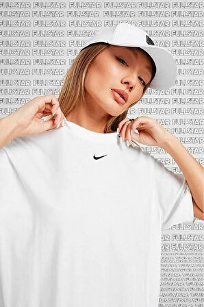 Sportswear Oversized T-shirt Unisex Nakış Swooslu Beyaz Tişört