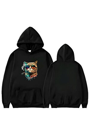 UYKULU GARFİELD BASKLI KAPİŞONLU SWEATSHİRT