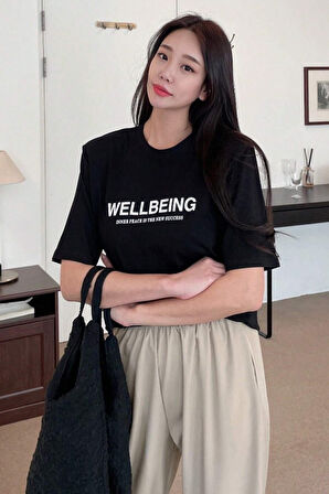 Beyaz Vintage Baskılı Oversize T-shirt