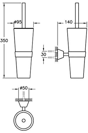 Matrix A44582 Tuvalet Fırçalığı, Duvardan, Krom