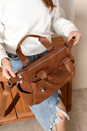 Kadın Kolon Askılı Elden Tutmalı Çok Cepli Çanta