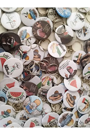 Filistin Desenli Yeni Rozet 100 Adet Karışık