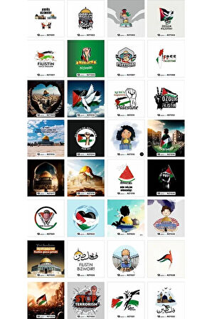 Filistin Desenli Yeni Rozet 100 Adet Karışık