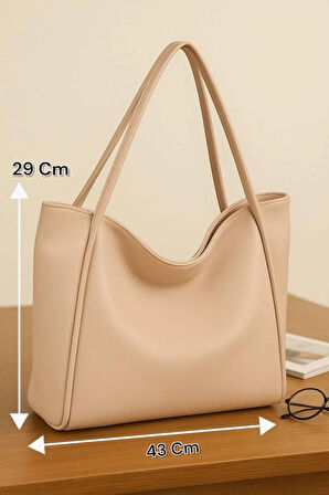 Lüks Büyük Boy Deri Görünümlü Omuz Çantası – Şık & Geniş Hacimli